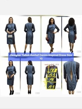Talbot Runhof Denim-Inspired Dress Size 8-10